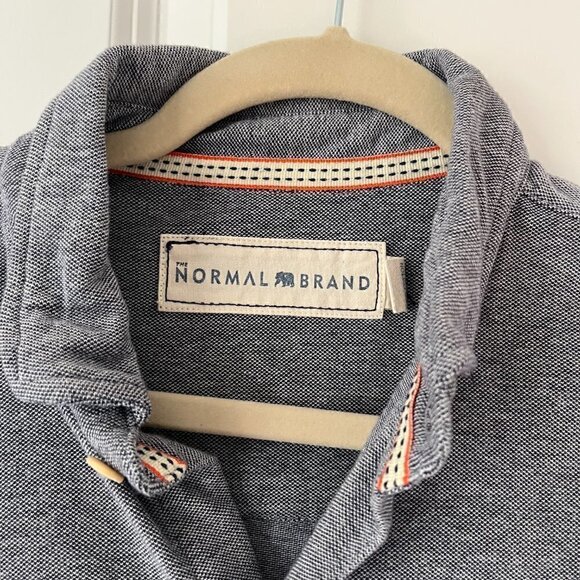 The Normal Brand Men's Blue Knit Long Sleeve Button Down Active Puremeso Size M - Picture 2 of 3